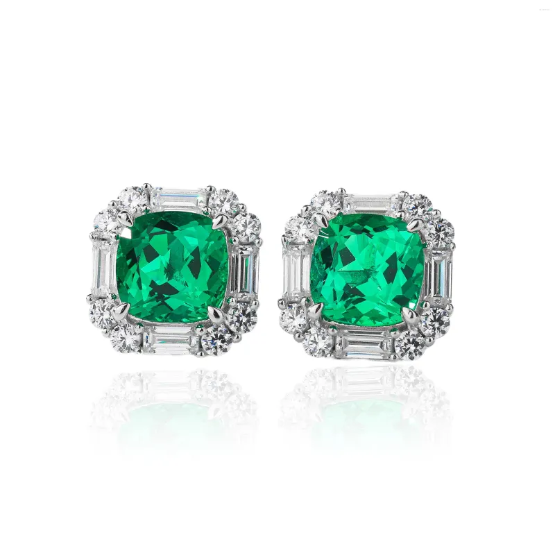 Stud Oorbellen Dames S925 Zilver Lab Grown Gems Moissanite Emerald Square Meisjessieraden Voor Feest