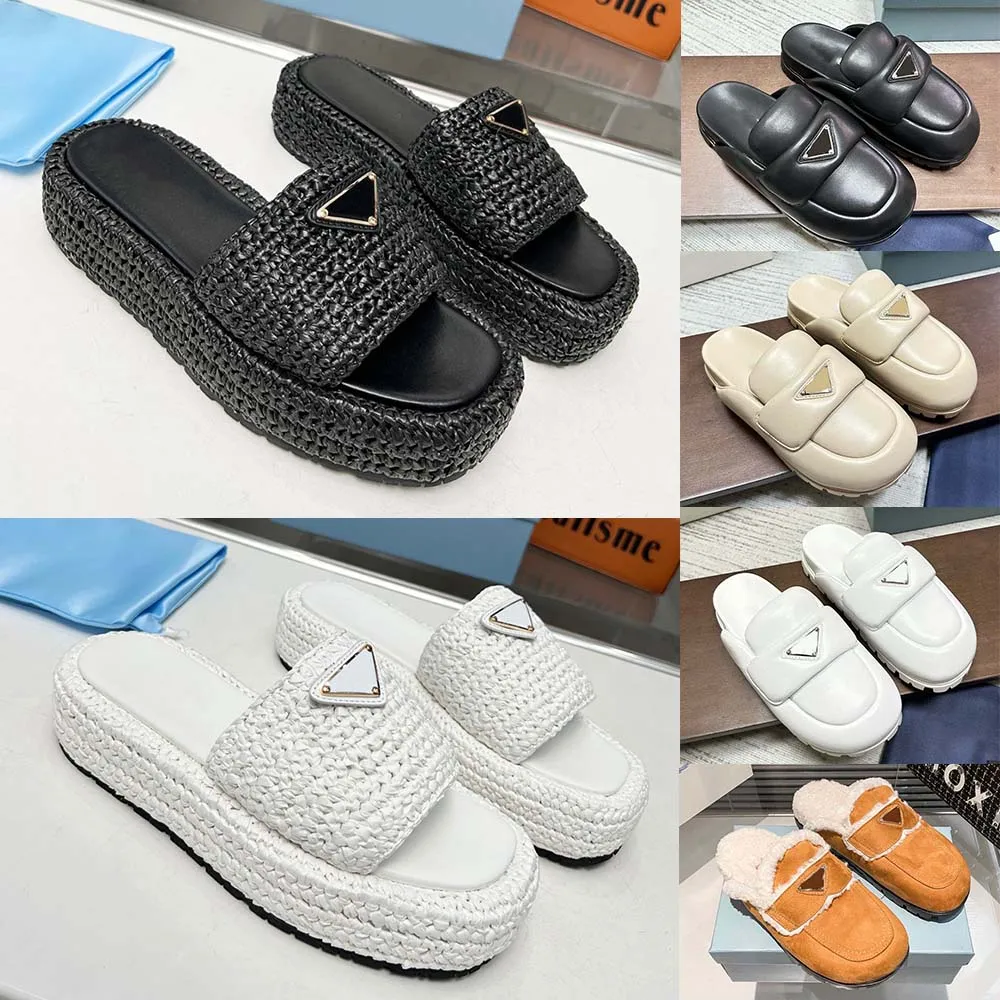 2024 Designer Triangle Flat Mules Slippers Kvinnor tjocka bottnar Sular Slipper Designer Loafers P Sandal Woman Dress Ladies Casual Mules Flats Sandaler