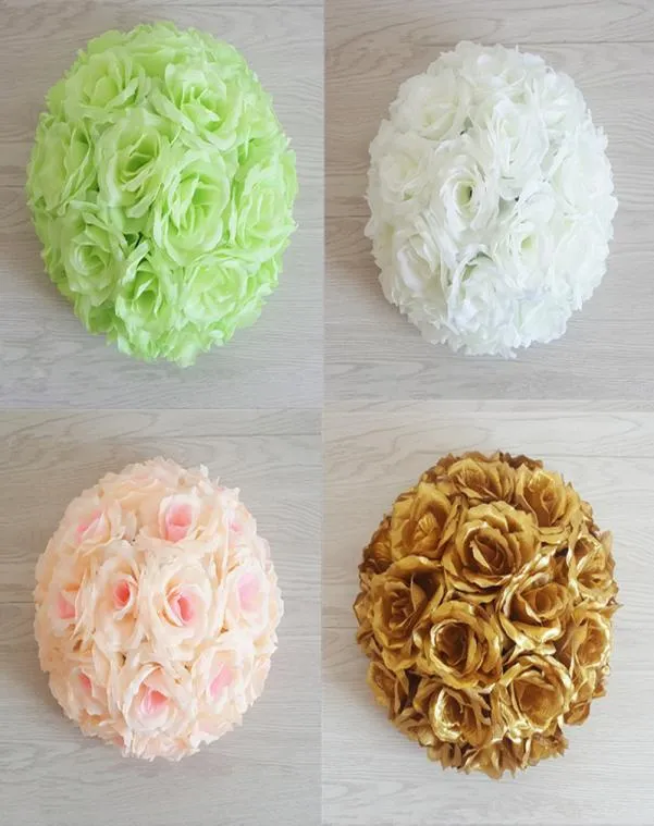 10quot 25 CM Elegant Artificial Silk Rose Flower Ball Kissing Balls Craft Ornament For Wedding Party Decoration Supplies 18 Colo9552049
