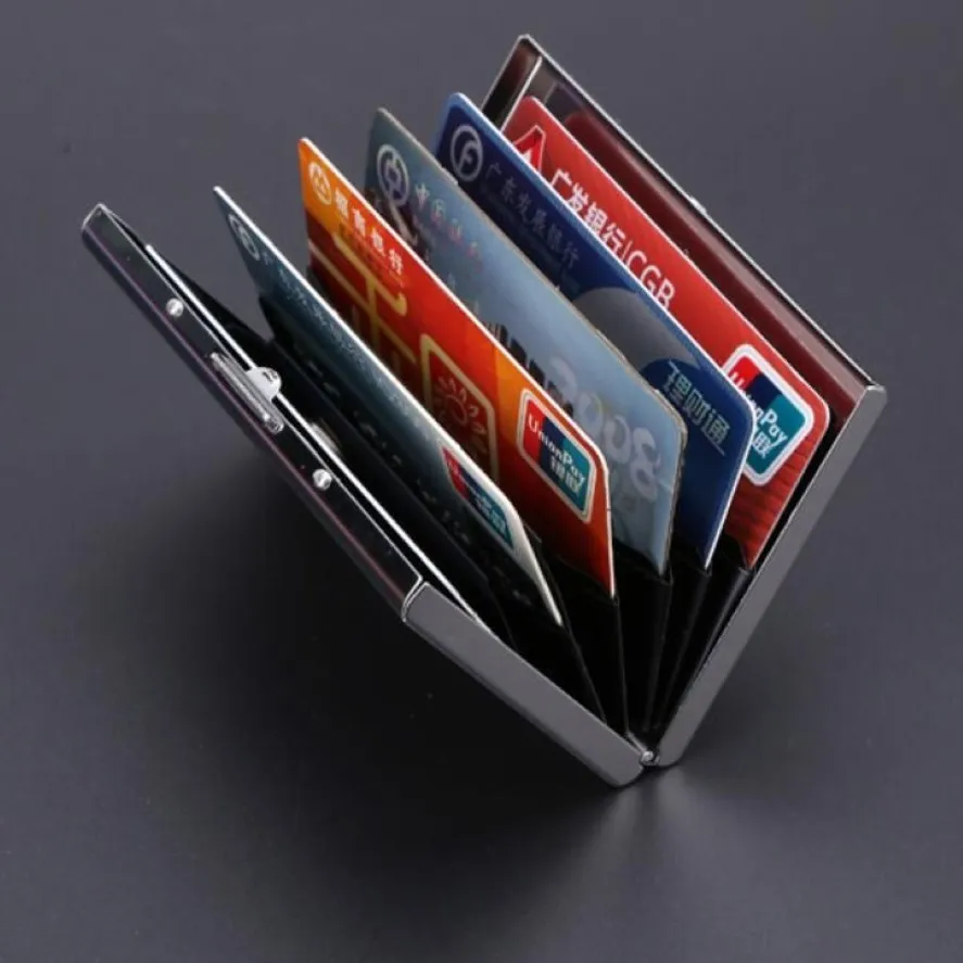 Ny ankomst högkvalitativ rostfritt stål Men kreditkortshållare Kvinnor Metal Bank Case Case Card Box349J