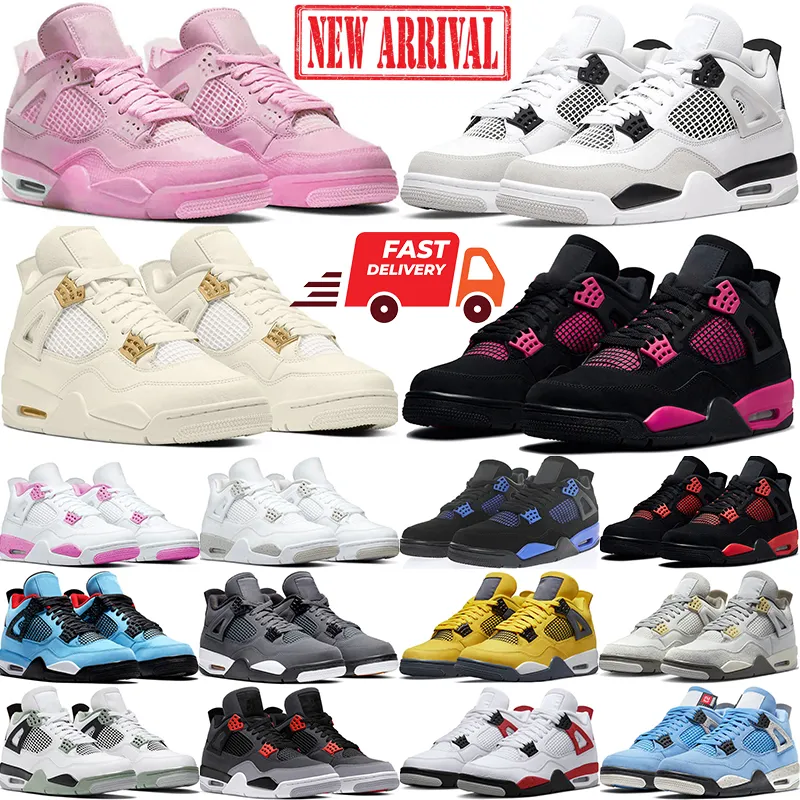 4s hommes chaussures de basket-ball 4s militaire chat noir rouge rose tonnerre minuit marine blanc oreo 4 voile métallique hommes formateur taille 5.5-13 baskets de créateur