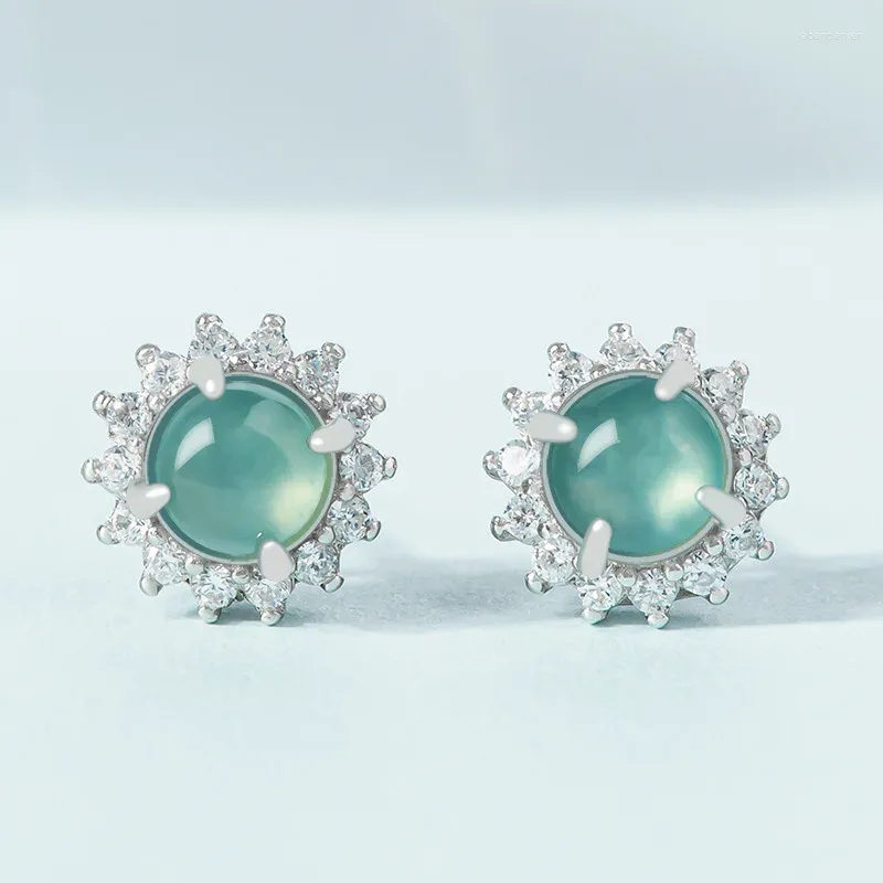 Studörhängen äkta naturligt en jadeit blå vatten jade s925 silver inlagd mode high-end kvinnors smycken grossist droppfartyg