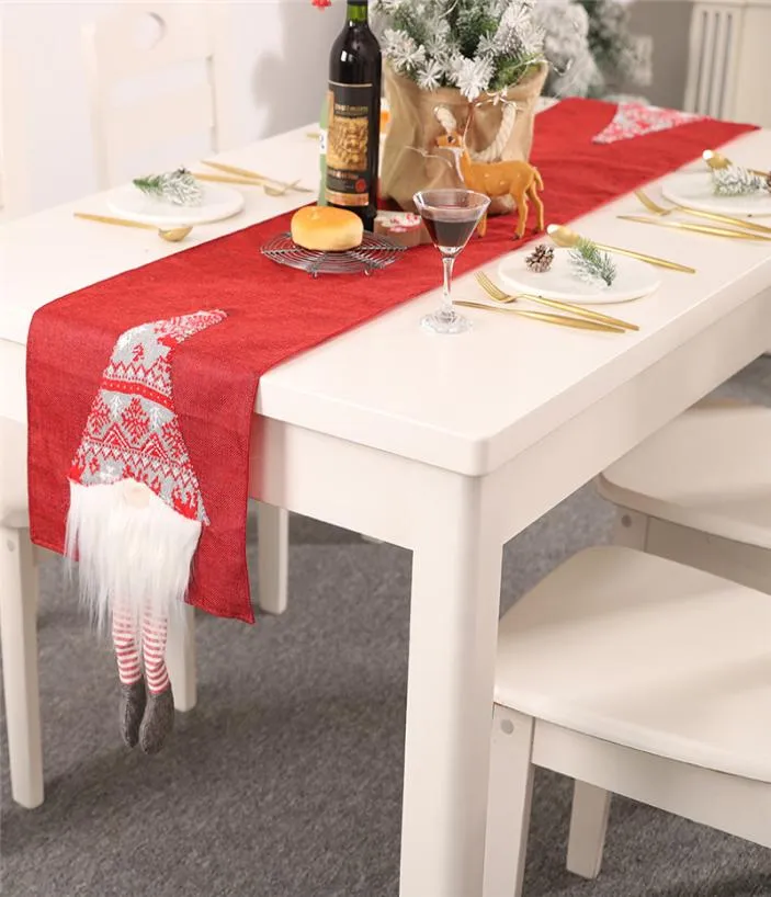 Christmas Table Runner Scandinavian Santa Gnome Decorative Table Linens Table Flag for Xmas Decoration Family Dinner Holiday Party1675530