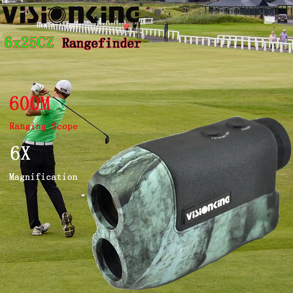 VisionKing 6x25 Lazer RangeFinder 600m Uzak Metre Ölçümü FMC Çatı Monoküler Açık Hava Avı Golf Range Bulucu Telemeter Telescope