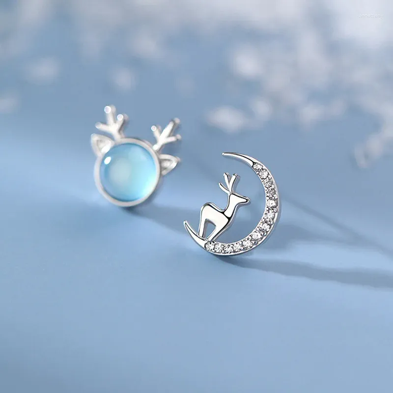 Saplama Küpe Moda Asimetrisi Opal Zirkon Elk Ay Piercing Kadınlar İçin Düğün Noel Takı Pentientes EH465