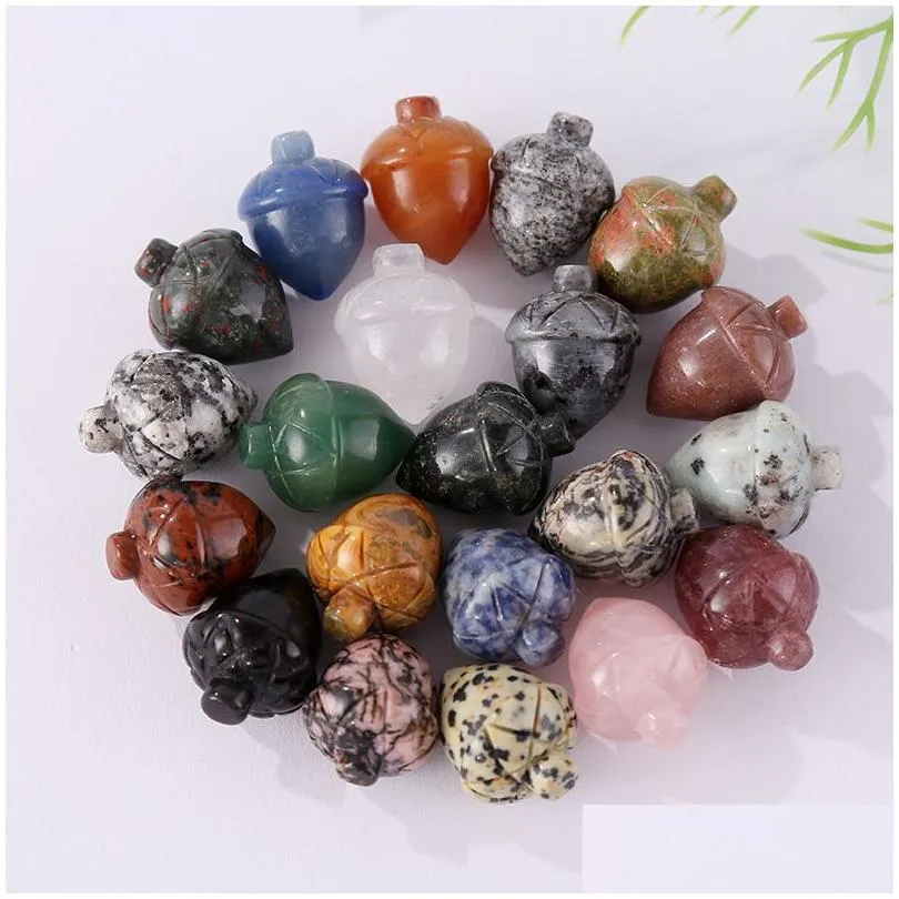 Pedra Natural Cristal Avelã Bolota Pedra Pinheiro Mascote Meditação Chakra Reiki Cura Pedras Preciosas Polido Presente Uso Coleção E Dhhfu