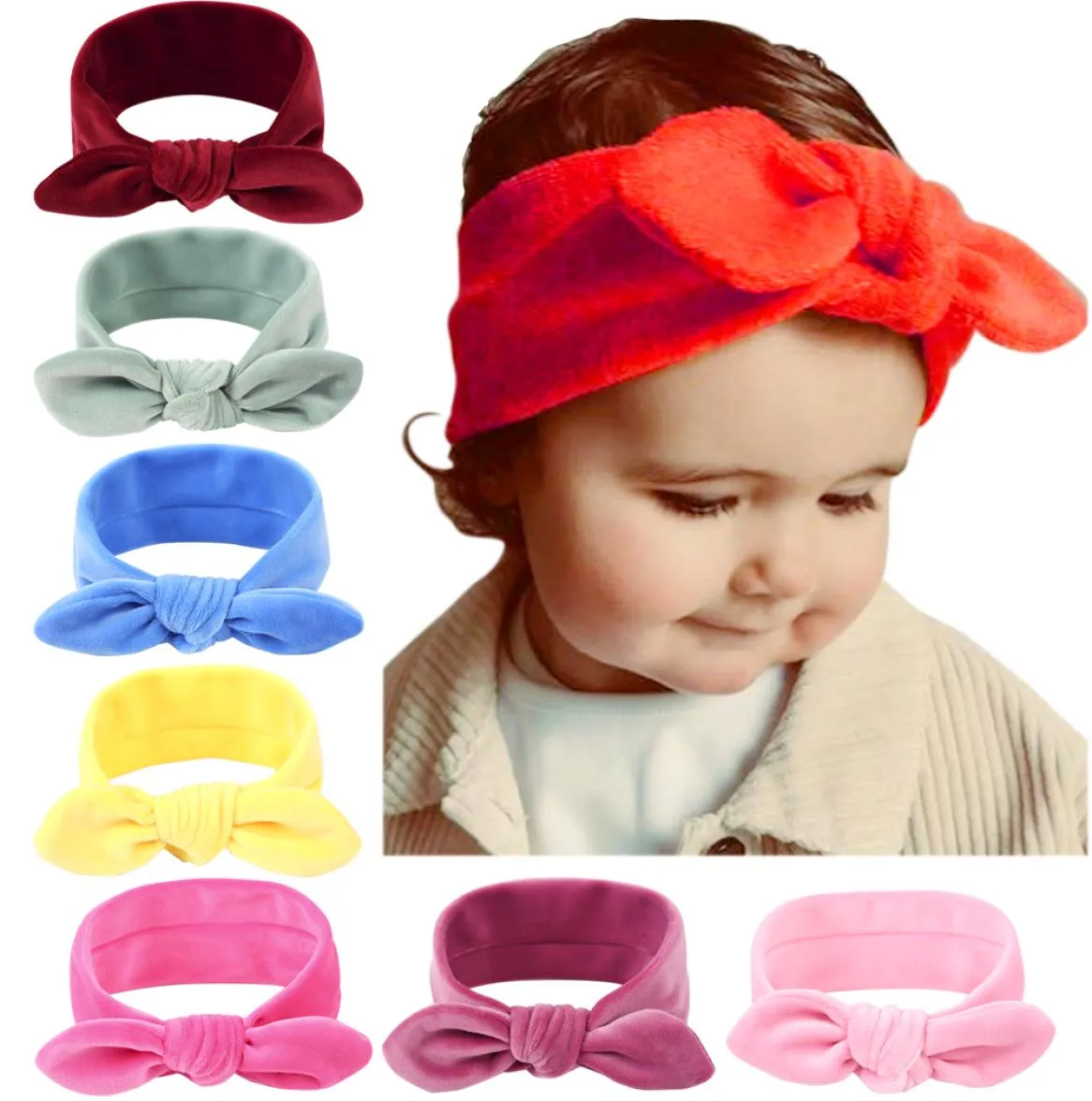 Baby Stirnbänder Goldener Samt Hasen Hasenohren Haarzubehör Kopf Wrap Girls Kinder Elastizität Turbon Knoten Stirnband Feste Farbe 5966762