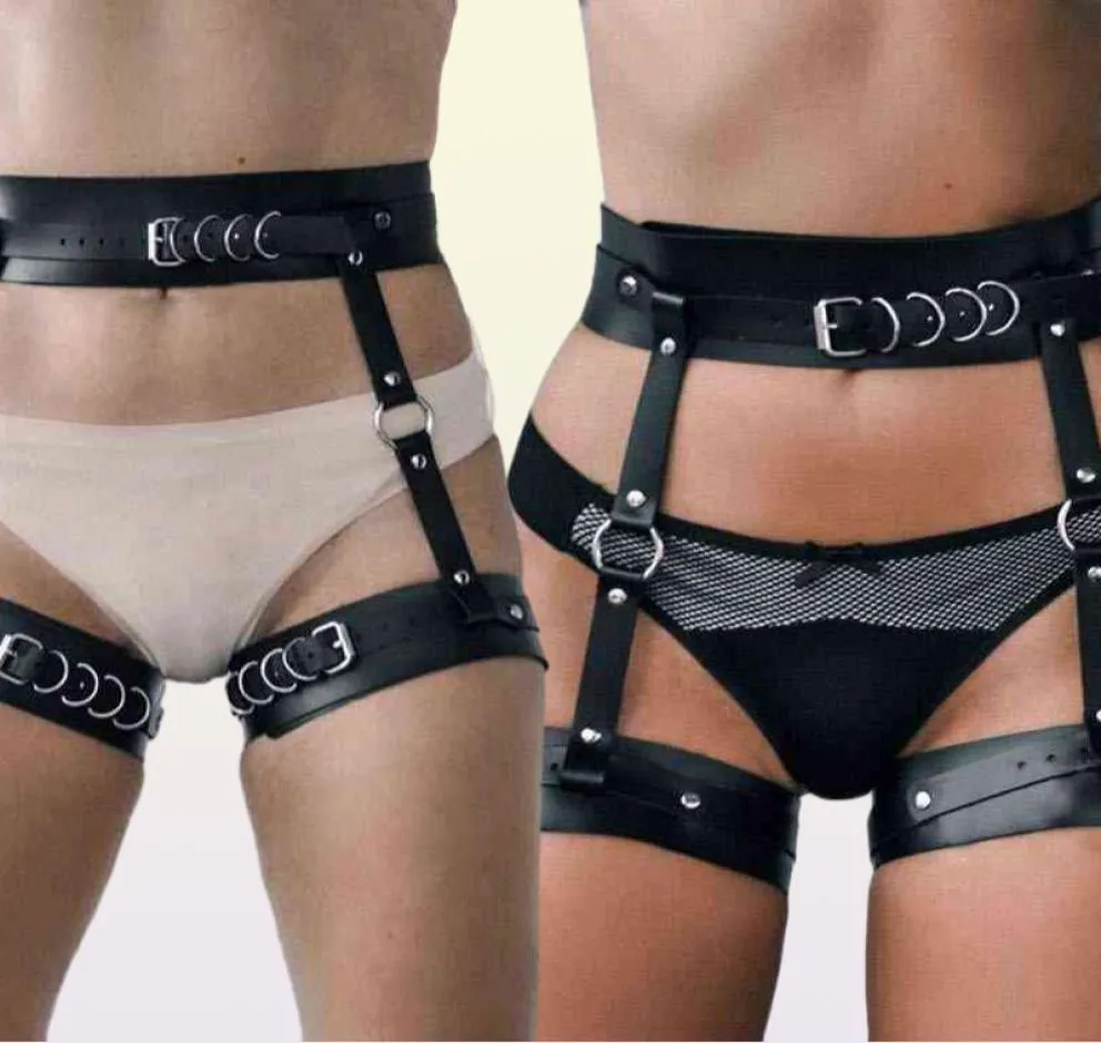 Nxy Sm Bondage Women Leather Bdsm Leg Harness Garter Belts Erotic Adult Sex Products 2204269548325