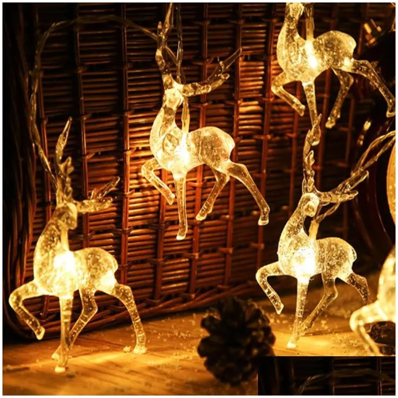 Strings LED Cerf LED String Light à piles 10Led 20Led Décoration intérieure de renne pour les festivals de vacances à la maison en plein air Noël Drop Dhdzb