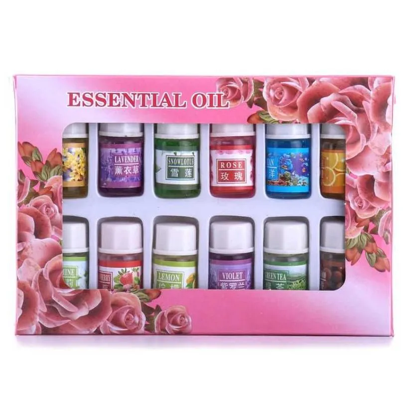 Óleo Essencial Drop Ship 12 Pçs / Set Cuidados Com A Pele Maquiagens de Beleza 100% Óleos Essenciais Puros Variedade Fragrância Spa Bath Mas Oil L Gota Cosmética Dhe0M