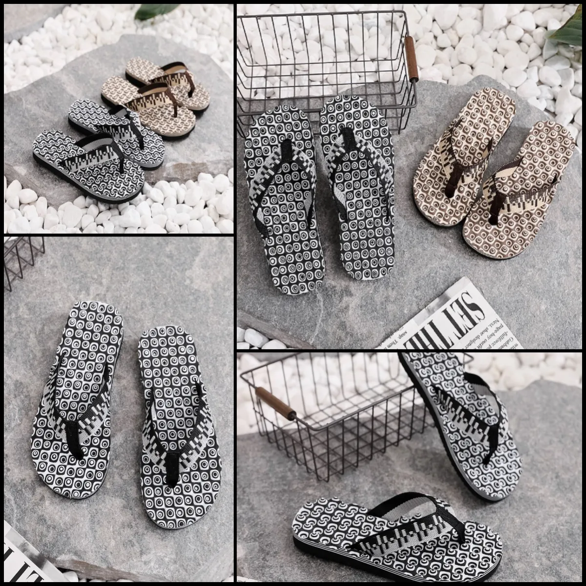 2024 Gai Womens Sandals 여자 슬리퍼 패션 플로럴 슬리퍼 고무 아파트 샌들 여름 해변 신발