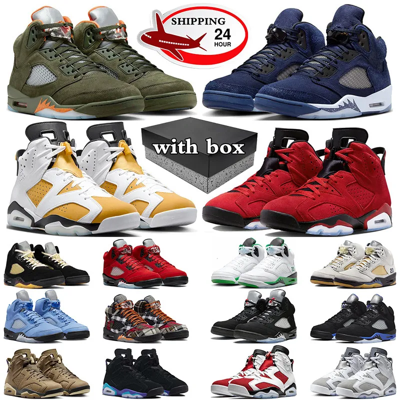 J5 avec boîte Jumpman 5 Chaussures de basket-ball 5s Lucky Green Olive Dawn Sail 6s Toro Bravo Jaune Ocre Aqua Cool Grey Baskets pour hommes Baskets de sport