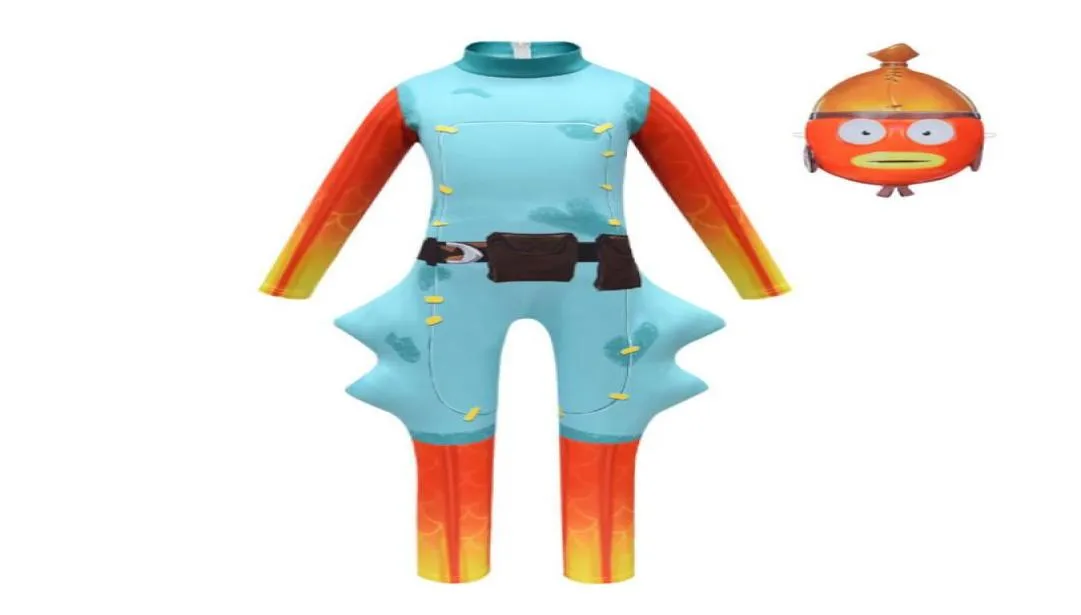 Fish Stick Cosplay Costume For Teen Boy Girl Romper Clothes Halloween Christmas Child MaskJumpsuit 2pc outfit Kid PlaySuit 2010272248705