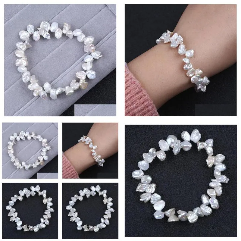 Beaded Strand 7-8Mm Selling Pearl Freshwater Keshi Bracelet Drop Delivery Jewelry Bracelets Dhfmk