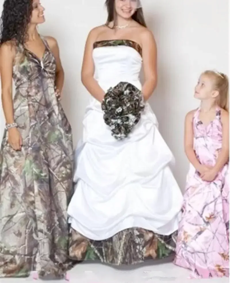 Vintage Realtree Camo Bridesmaid Dress Modest Halter Satin Floor-Length  Zipper Back Wedding Party Dress from Dhgate Bridesmaid Dress - price 121.2