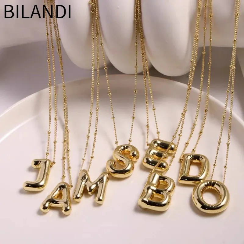 Bilandi Mode-sieraden Eén Laag Ketting Leuke Brief Hanger Ketting Voor Vrouwen Meisje Party Geschenken Fijne Accessoires 240305