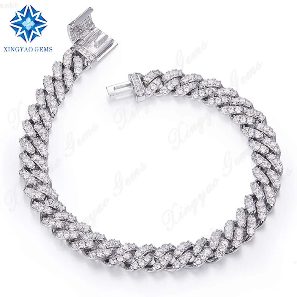 Xingyao Gems Jewelry Iced Cut 8mm Cool Mens Miami Cuban Link Necklace Hip Hop Moissanite Diamond Bling Prong Chain