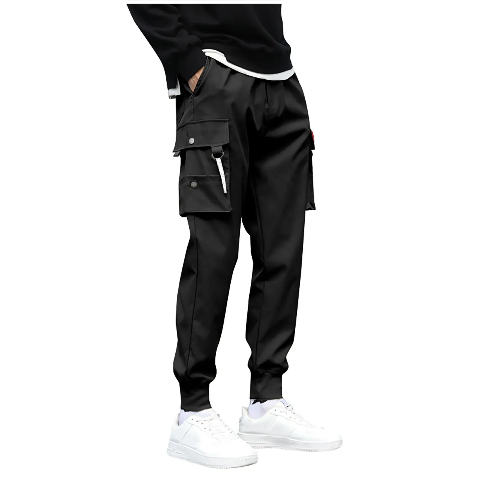 Hosen Cargo Hosen für Männer schwarze Frachthosen Männlich Vintage Trendy Streetwear Hip Hop Taschen Casual Safari Style Slim Techwear