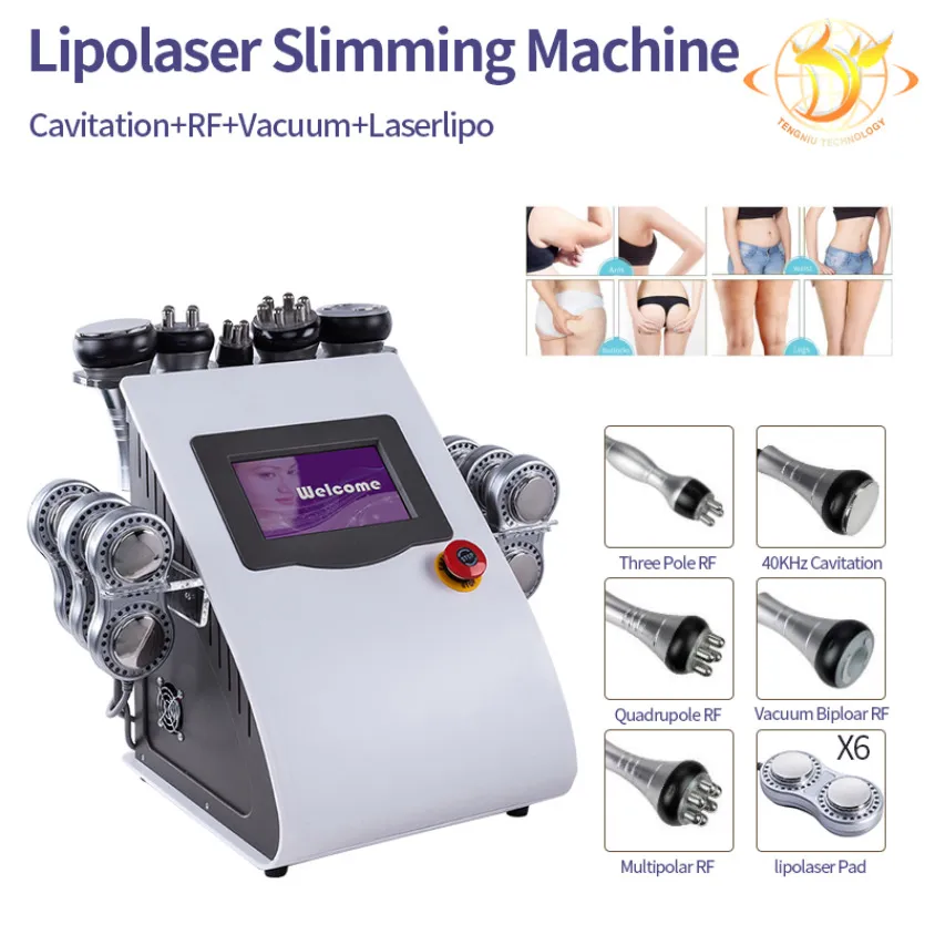Factory Produced Vacuum Ultrasonic Cavitation Rf Fat Reduction Body Slimming Machine With 6 Pads Ems Micro Current Skin Rejuvenation688