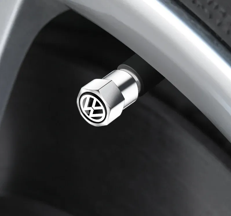 Bilstylingdäckventilkåpor för Volkswagen Tiguan VW GTI Touran Golf Polo Metal