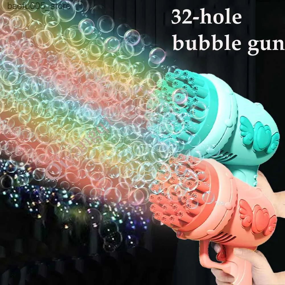 Novelty Games Baby Bath Toys Bubble gun childrens toy electric automatic rocket bubble machine outdoor wedding party toy LED light childrens birthday gift Q240307