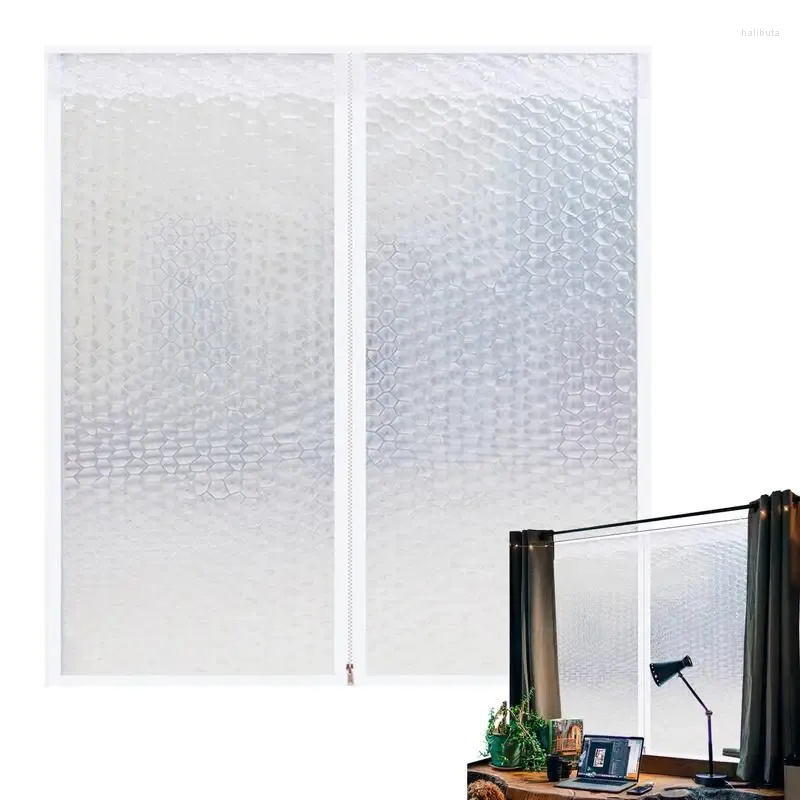 Vorhang-Fenster-Isolierungsset für den Winter, hitzebeständige Türfolien-Isolator, 100 x 80 cm, durchscheinend, reißfest