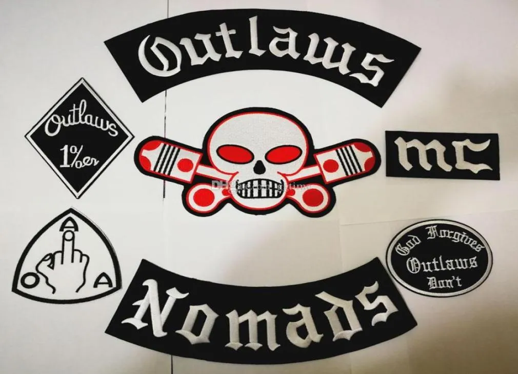 Nouveaux patchs hors-la-loi brodés à repasser sur les patchs nomades de motards pour la veste de moto, patch de gilet, vieux badges de patch hors-la-loi stic5670012