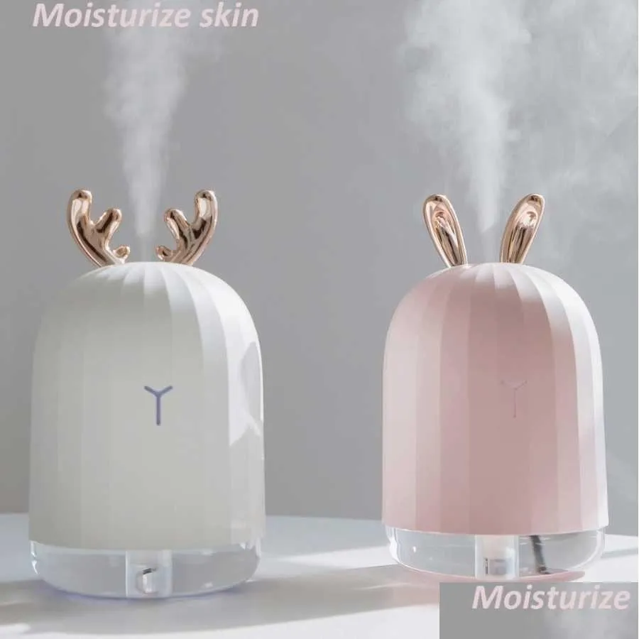 Aromathérapie Haute Qualité 220 ml Trasonic Humidificateur d'air Aroma Diffuseur d'huile essentielle pour voiture à domicile USB Fogger Mist Maker avec LED Night Dhmsz