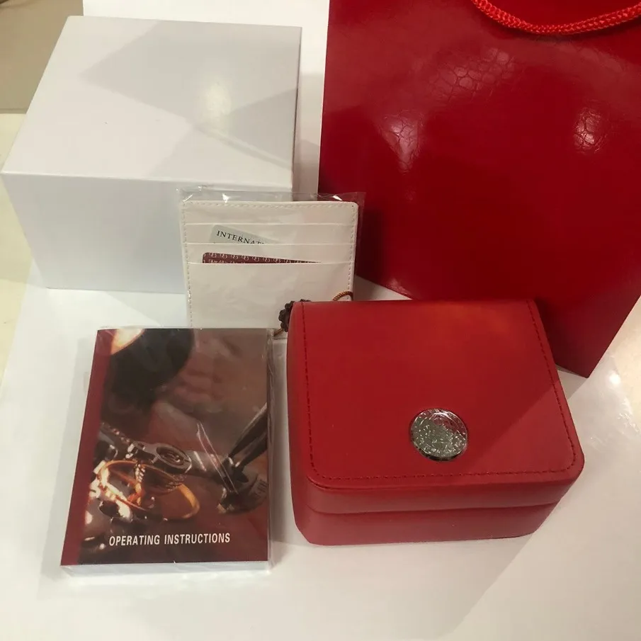 nouveau carré rouge pour boîte de montre livret de montre étiquettes de cartes et papiers en anglais montres boîte originale intérieure extérieure hommes montre-bracelet box301Z