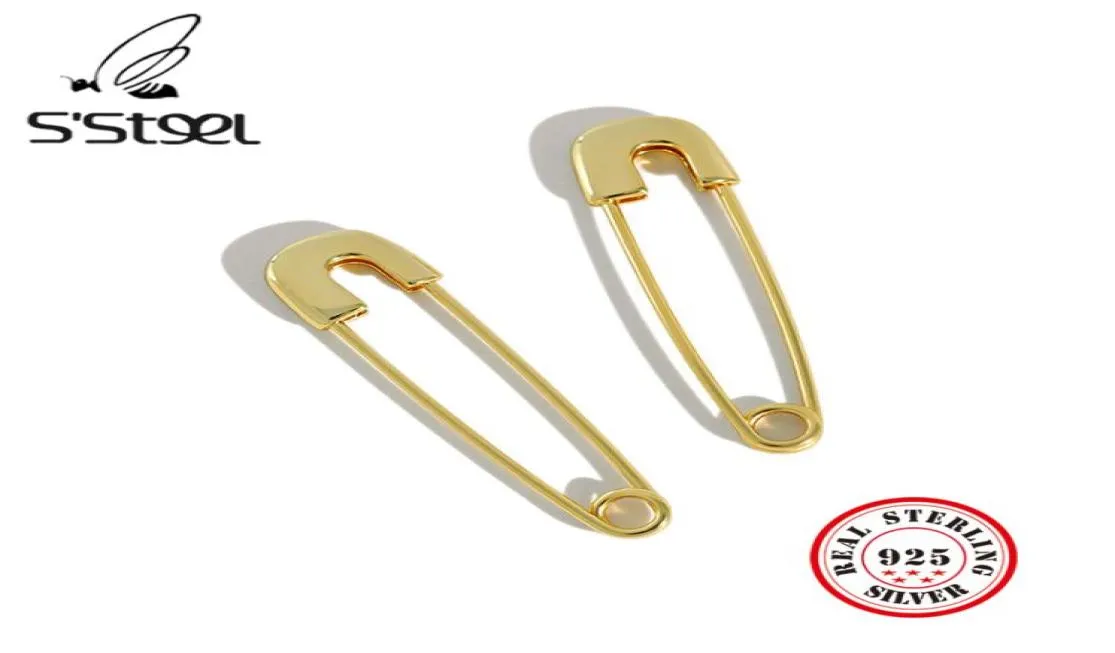 Hoop Huggie S039 Safety Pin Earring for Women Horean 18K Gold Earings Pendientes 925 Sterling Silver Minimalist Jewelry 23284496