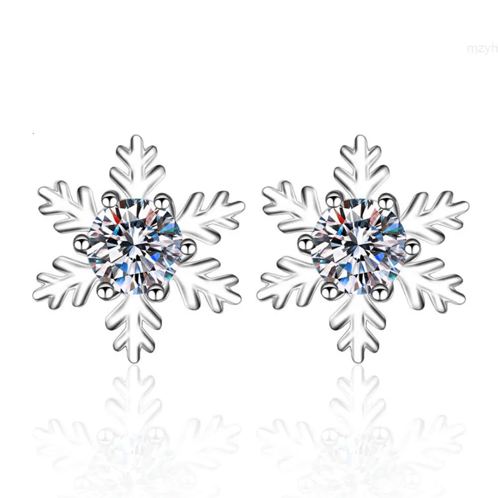 2023 Snöflakestudörhängen 925 Sterling Silver Luxury 0.1-2CT VVS Lab Diamond Earring Jewelry Womens Fashion