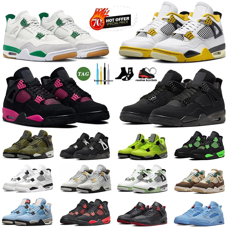 4s Bred Reimagined Jump man 4 Outdoor Basketball Shoes OG Mens Women Pink Oreo Pine Green Frozen Moments Black Cat Thunder Sneakers 36-47