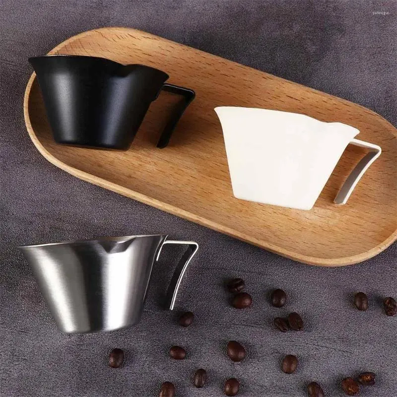 Kaffekrukor Ergonomiskt handtag espressomätningskopp rostfritt stål med skala kanna V-formad pip 100 ml S POT