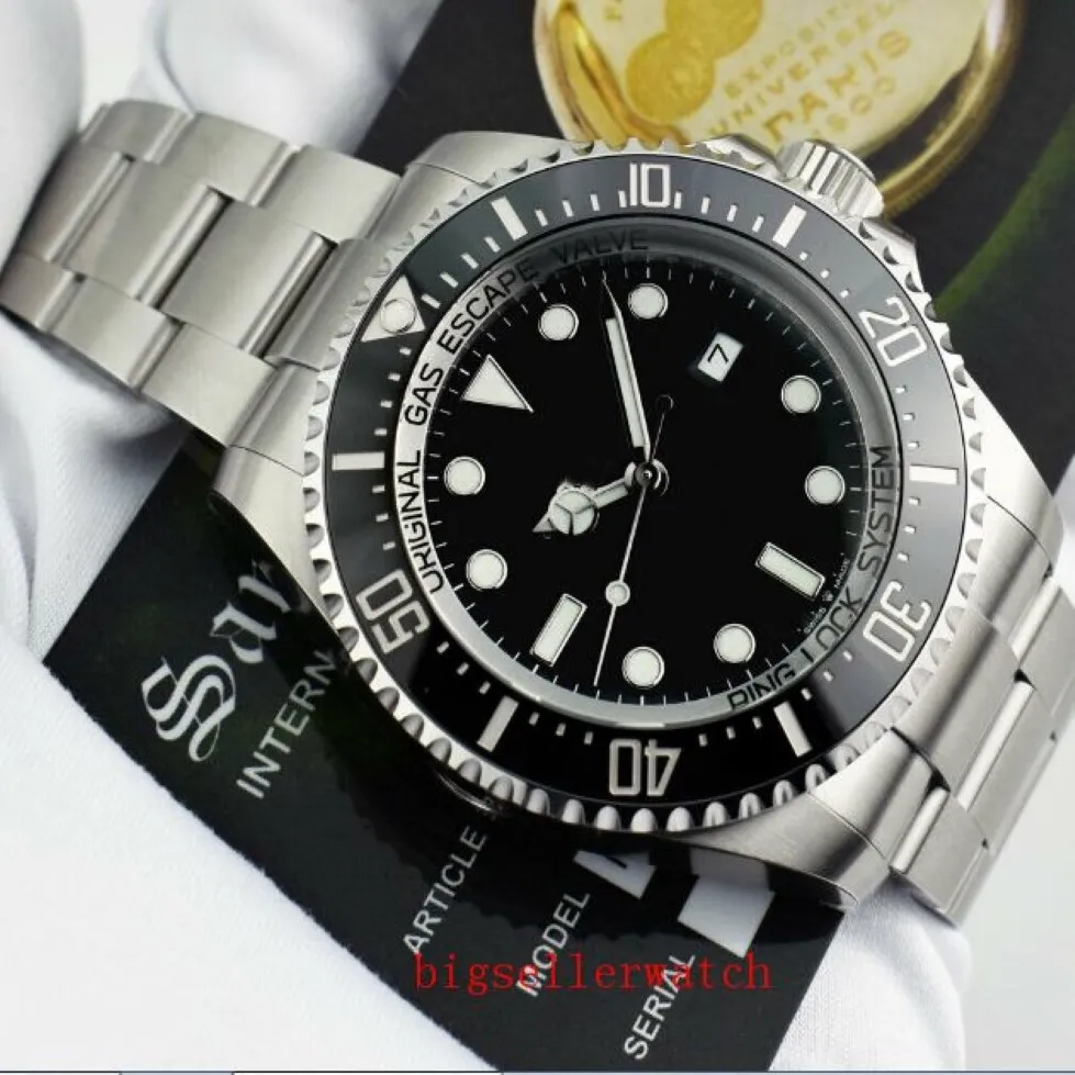Nowe męskie zegarek głębokie ceramiczna ramka morska-dweller 126660 44 mm Stanless Steel Slink Lock Lock Zapięcie Automatyczne zegarki mechaniczne Chrono232W