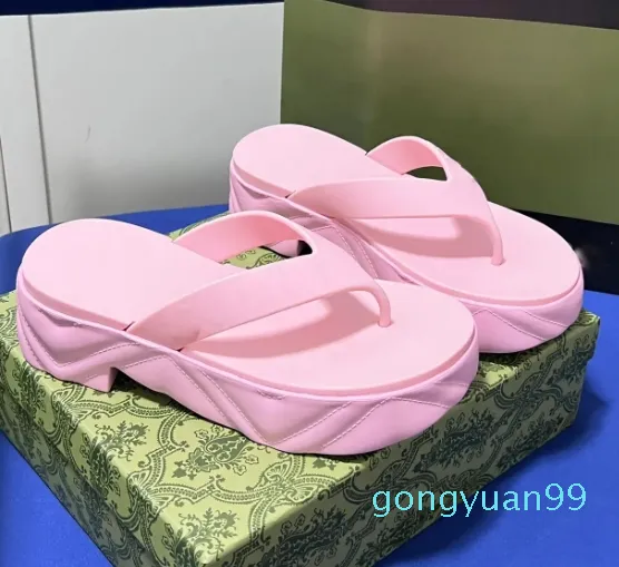 Nouveaux pantoufles de créateurs sandales tongs à fond épais pour femmes noir blanc rose avec taille de boîte