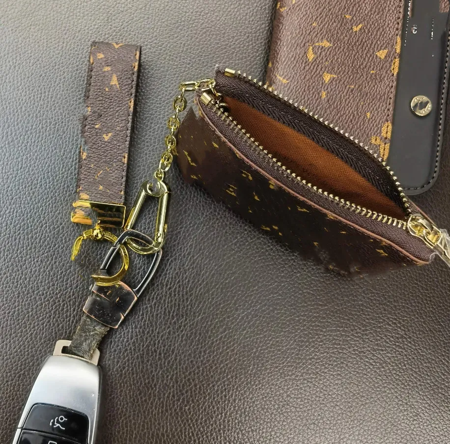 質の高いアメリカンスタイルのハイエンドイヤホンバッグキーチェーンのクラシックコイン財布コインストレージバッグ付きキーケース