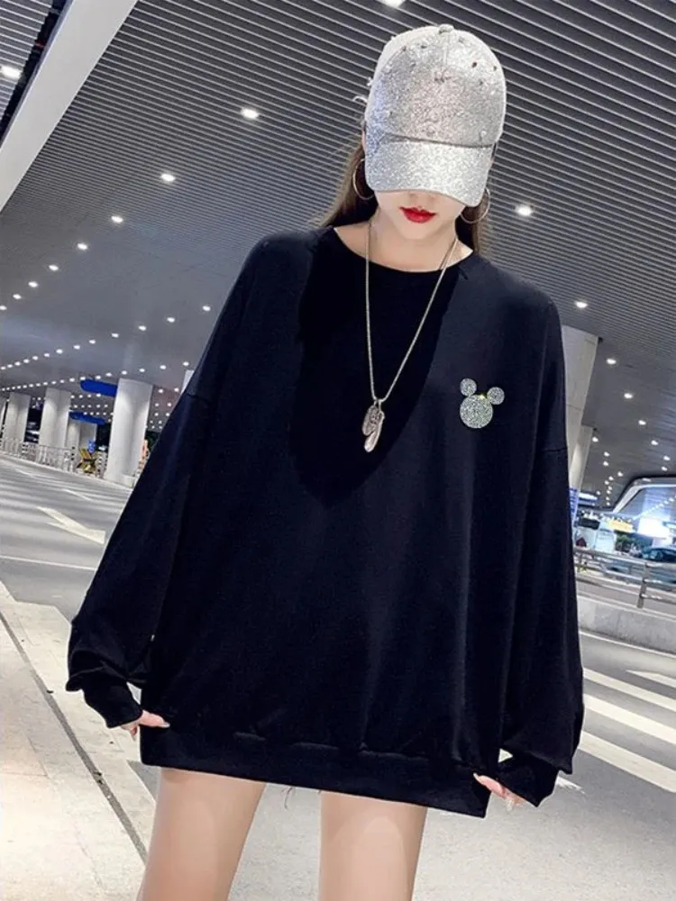 Grafische Pullover Sweatshirts für Frauen Schwarz Weibliche Kleidung Dropshiping Y2k Japanische Streetwear Ästhetischer Trend Baumwolle Tops Emo 240301