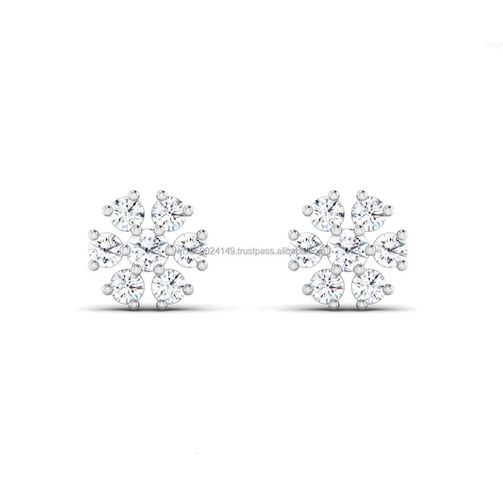 Boucles d'oreilles Moissanite en grappe de fleurs glacées, vis à vis, en argent Sterling 925, coupe ronde, clou en diamant Vvs