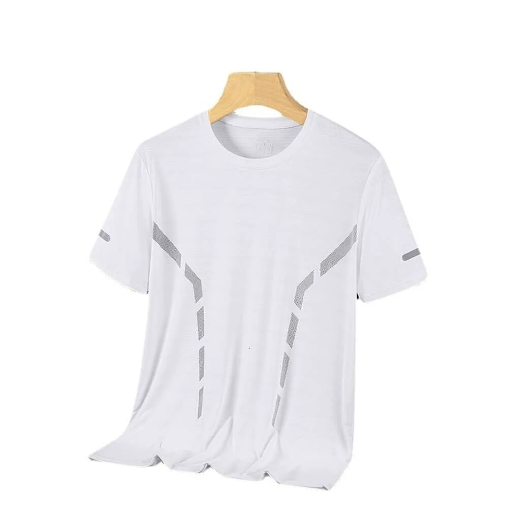 Ice Silk Short Sleeved T-shirt for Men's Summer Thin Mesh Breathable Quick Drying Sports, Fitness, Running, Dad's Summer Clothes