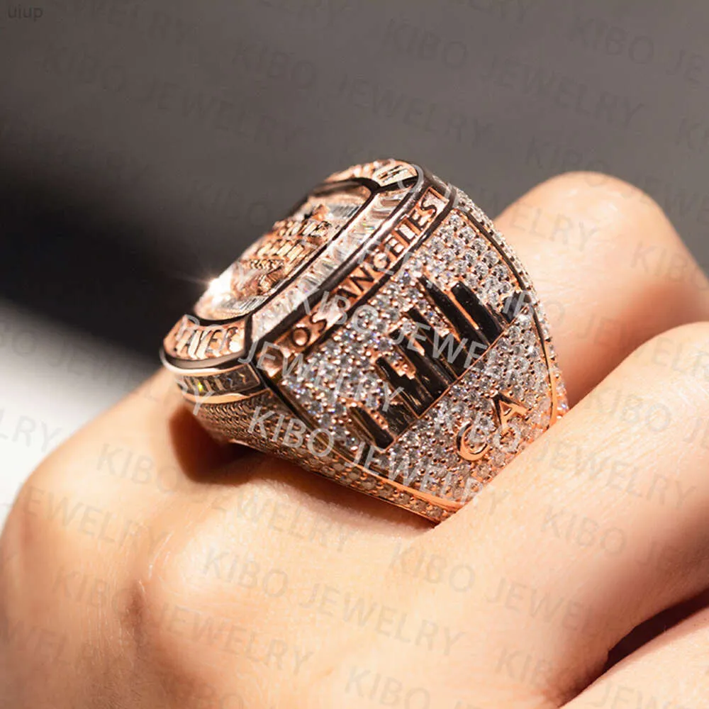 Buzer les anneaux de championnat de bijoux hip hop pour hommes rock iced 925 Silver Hop Moisanite Ring