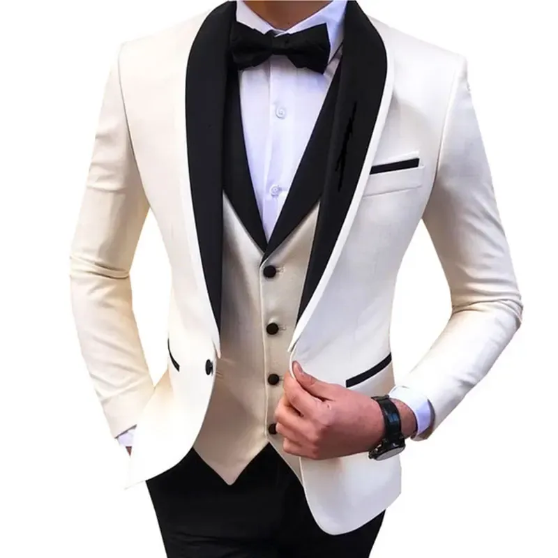 Suits New Wedding Evening Dress 3Pieces Jacket+Pants+Vest Men Suit Set Fashion Slim Fit Party Casual Male Blazer Luxury Homme Costume