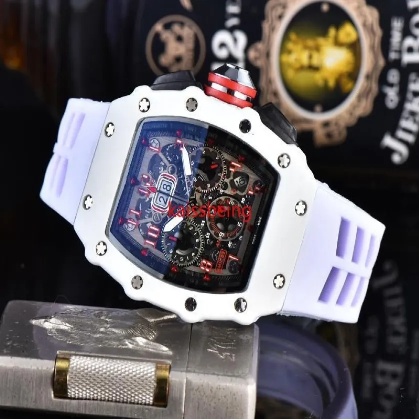 Law Watch自動クォーツムーブメントブランドウォッチラバーストラップビジネススポーツ透明な時計輸入クリスタルミラーバッテリー2462