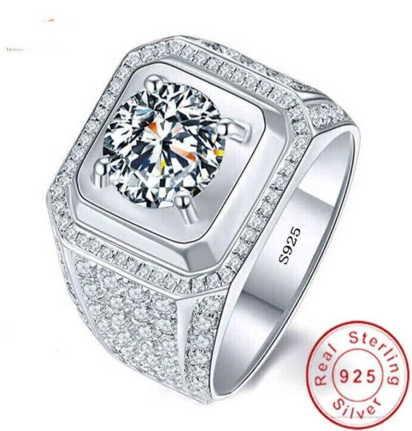 Solitario maschio 4ct Lab pietre preziose con diamanti Anello in argento sterling 925 Gioielli Fidanzamento Fede nuziale Anelli per uomo Regalo anniversario 21998336