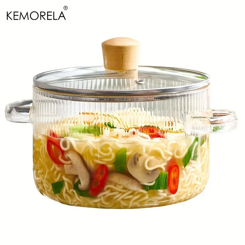 Panela de vidro 16l com tampa, utensílios de cozinha de vidro de borosilicato resistente ao calor, pode ser usado para cozinhar sopa, leite, macarrão instantâneo 240304