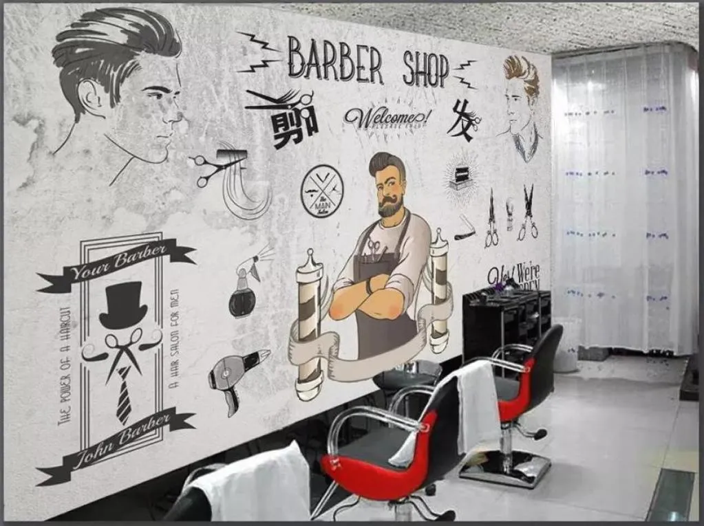 3d wallpaper custom po European and American trend barber shop beauty shop background home decor living Room wallpaper for wall3385497