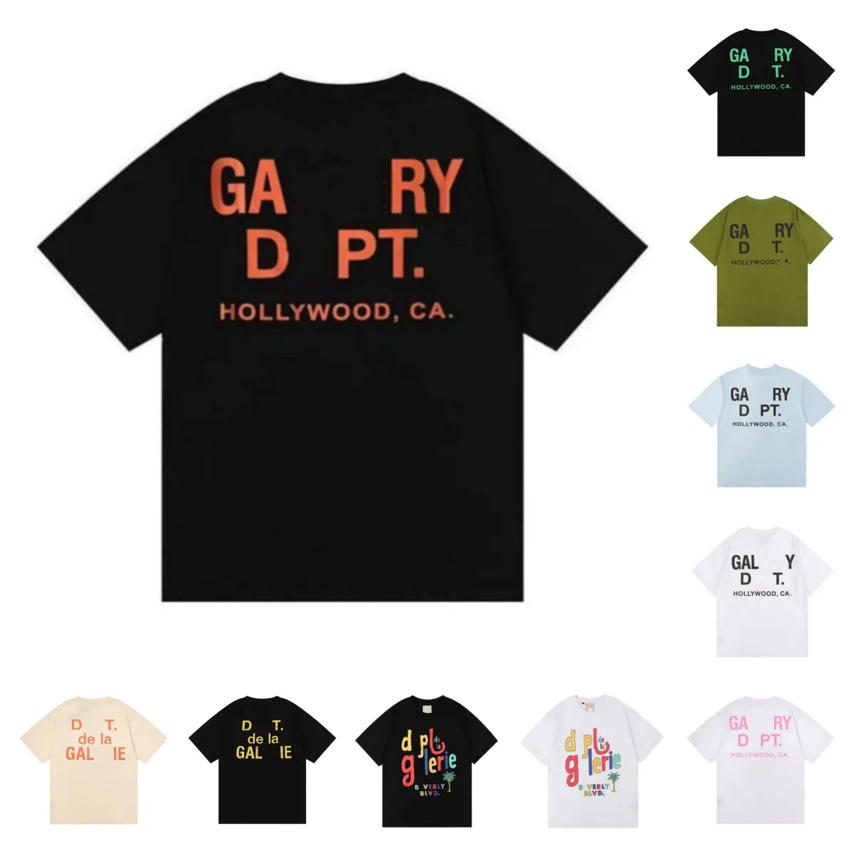 Gallary Dept Shirt New High Street Fashion Brand Rétro Coloré Imprimé Lâche Couple Manches Courtes Gallerydept T-shirt pour Hommes Femmes Demi Manches T-shirts fs