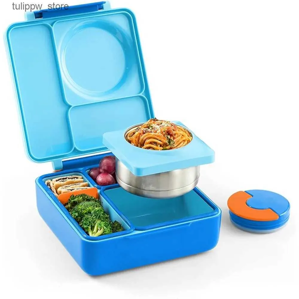 Bento Boxes OmieBox Bento Box per bambini - Portapranzo isolato con barattolo termico a prova di perdite - 3 scomparti a due temperature L240307