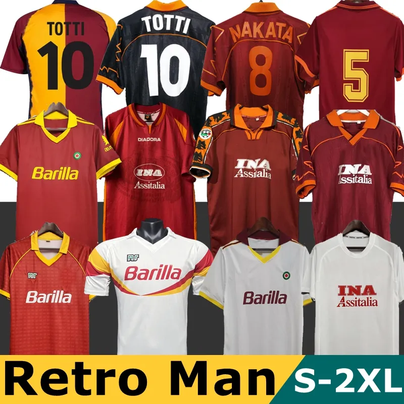 Totti 95 96 97 98 99 10 Retro Soccer Jersey 00 01 02 Classic Batistuta Candela Football Shirt Vintage 2002 Maglia da Nakata 88 89 90 91