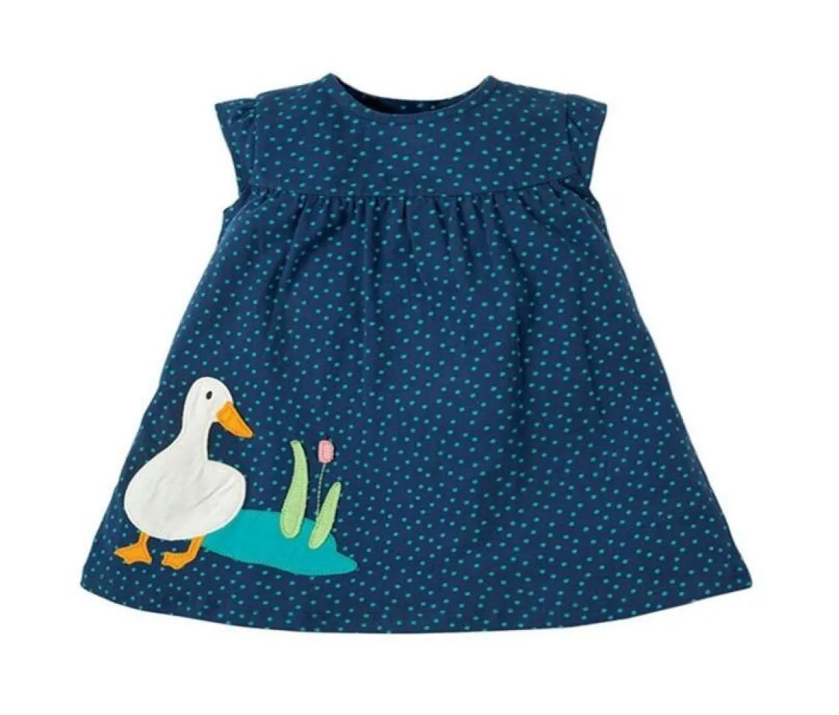 FROCKS FÖR GIRLS SOMMER BAGLANDE KLÄDER Märke randig klänning Kids Cotton Animal Bunny Flower Print ärmlösa klänningar 2107271737319