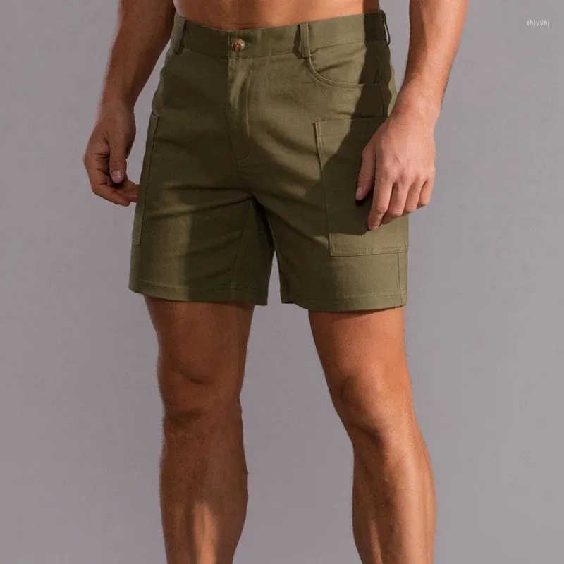 Shorts masculinos brancos bermuda streetwear puro algodão na altura do joelho casual calças curtas calças de trabalho verão moda bottoms 2024